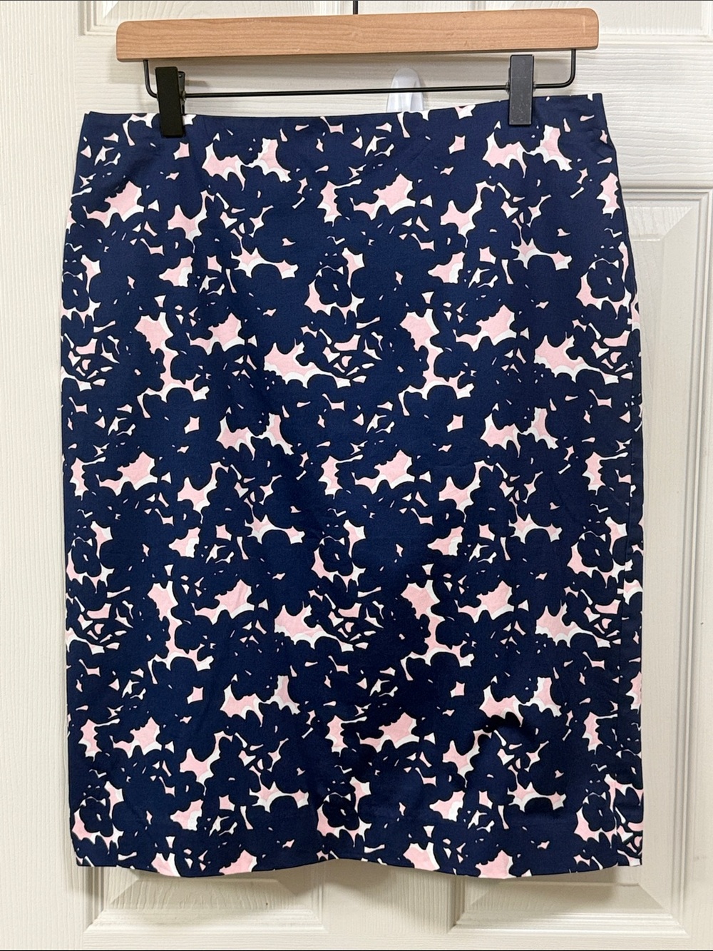 Talbots Navy Pink Floral-Print Pencil Skirt Office Wear Career Business Casual